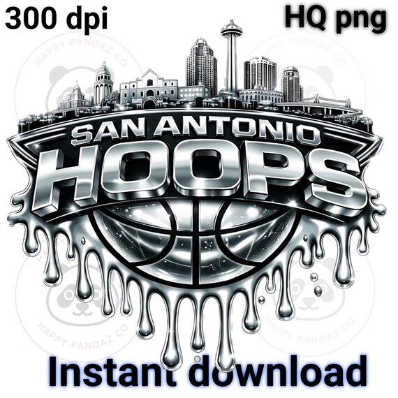 Spurs Basketball png, spurs inspired Graphic, Chrome Drip Skyline (Digital Download)