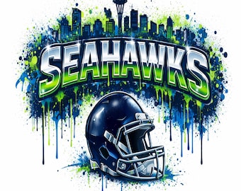 seahawk Football skyline Street Art PNG | blue and green, Game Day Design (Digital Download)