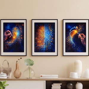 Set of 3 Digital Hand Art Prints, Female Edition, Futuristic Wall Art Printable