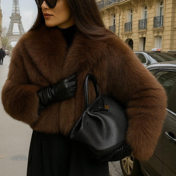 Damska luksusowa kurtka ze sztucznego futra