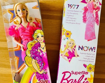 Superstar Barbie Doll-Blond Barbie in Original Box-Star Barbie Doll-Celebrity Mattel Barbie-Short, Hot Pink Dress Barbie-Retro 1977 Repro