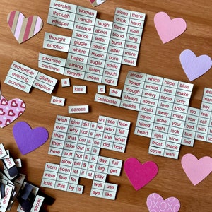 ラブノート レッドワードマグネット - バレンタインの磁気詩 - 暗闇で光るワードマグネット - DIY バレンタインデーカード & クラフト - ハートアニバーサリー