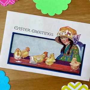 Vintage Ostern Postkarte-Vintage Ostern Grüße Postkarte-Antike Frühling Postkarte-Anfang 1900 Ostern Papier Ephemera-Vintage Baby-Küken