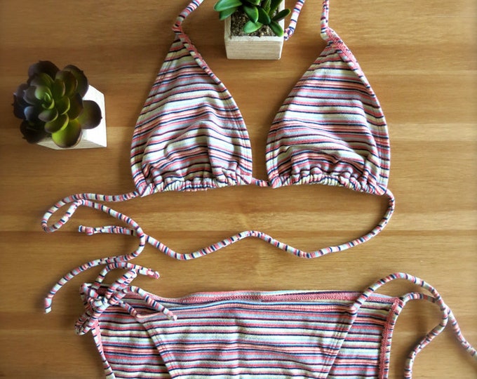 Vintage Striped Bikini-striped Swimming Suit-vintage Two - Etsy