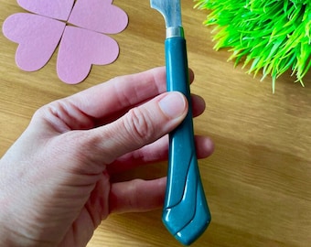 Cuchillo verde de San Patricio - Cuchillo vintage con mango verde art déco - Cuchillo vintage para mantequilla - Cubiertos de cocina verdes de los años 80 - Fiesta de San Patricio - Irlandés
