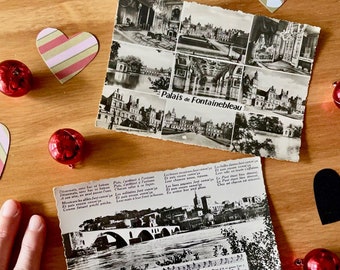 Postales francesas antiguas: Puente de Aviñón y Palacio de Fontainebleau - Fotografías francesas antiguas - Fotos francesas en blanco y negro - París