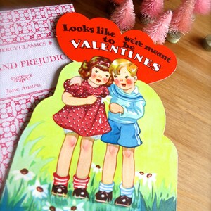 Vintage valentijnskaart-vintage midden van de eeuw valentijnskaart meisje en jongen jaren 40 papieren hart valentijnskaart-vintage gedicht-cadeau voor haar-schoolliefde