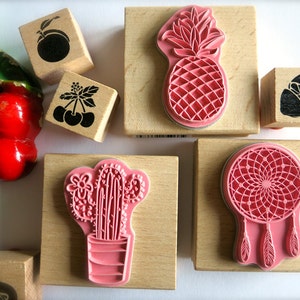 Summer Boho Rubber Stamps-Dreamcatcher & Pineapple Rubber Stamps-Pineapple Wooden Stamp-Tropical Art-Feather Prints-Moana School Supplies