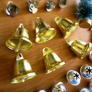 Christmas Gold Cloche Bells-6 Large Metal Liberty Bells-Retro Gold Bells-Christmas Wreaths-DIY Holiday Ornaments-Gold Bells-Winter Wedding