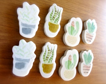 Cute Mini Cactus & Succulents Erasers-Lot of 8 Pastel Cacti-Tiny Plant School Erasers-Hipster Office Supply-Prickly Potted Plants-Southwest