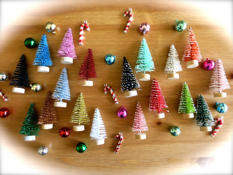 Tiny Bottle Brush Christmas TreesLot of Ten 1.5 InchGreen & Etsy