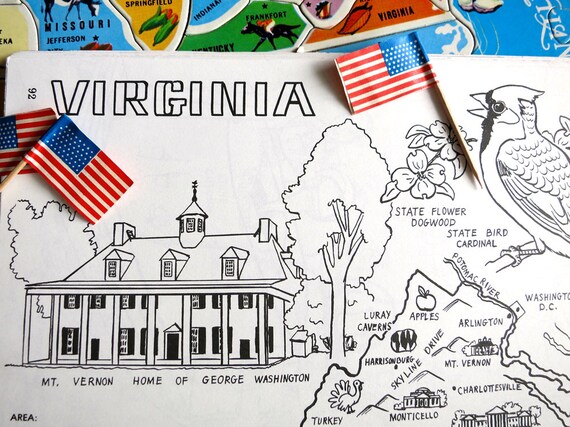 Download Vintage Virginia State Map-1980 Virginia Coloring Book | Etsy