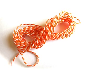 Creamsicle Orange & White Stripe Baker's Twine-5 Yard Lot Orange Twine-Retro Spring Goody Bag Gift Wrap-Fall Ribbon-Petite Party Banner-Baby