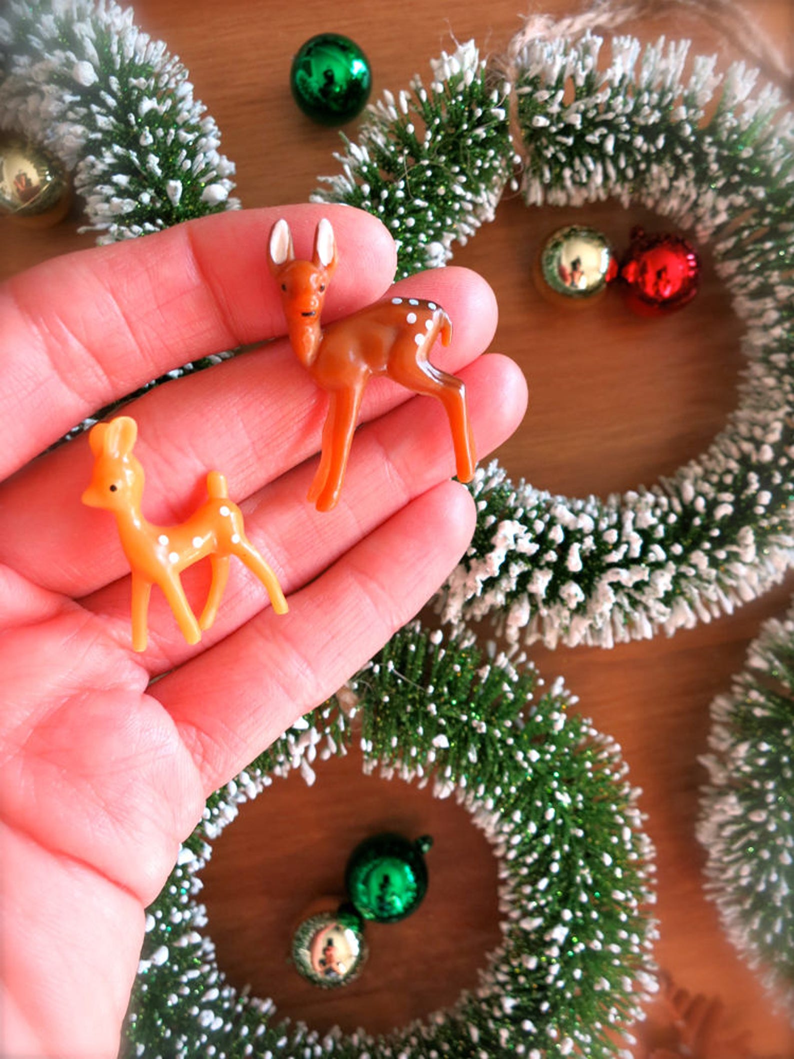 Mini Plastic Deerlot of 3 Small Forest Deer W/ Antlerstiny Etsy