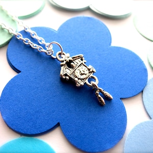 Retro Cuckoo Clock Charm Bangle, Earrings, Necklace-Silver Cuckoo Charms-Bird Charms-Mini Cuckoo Clock-Vintage German Clock-German Holiday