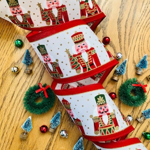 Notenkrakerlint - 1 yd rode draadrand notenkrakerversiering - 3,5 inch Brede kerstsoldaten, notenkraker ballet-kerstboom-vakantiekrans lint