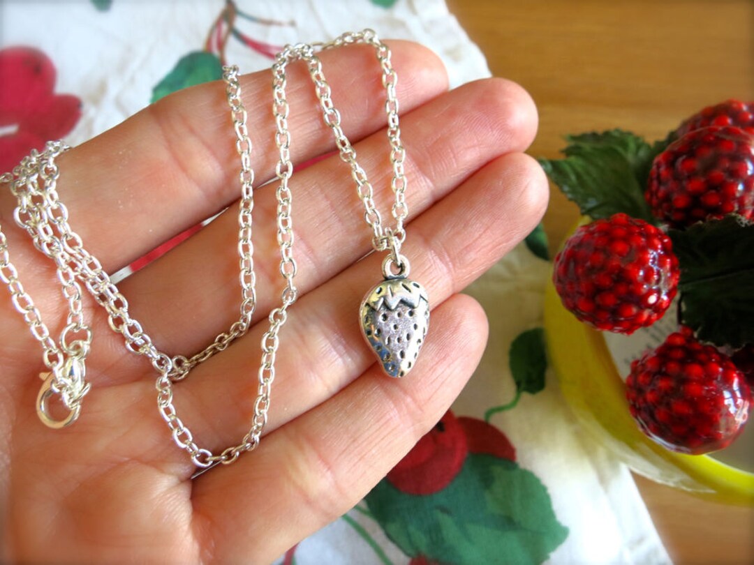 Sweet Strawberry Charm Jewelrysilver Strawberry Earrings, Necklace