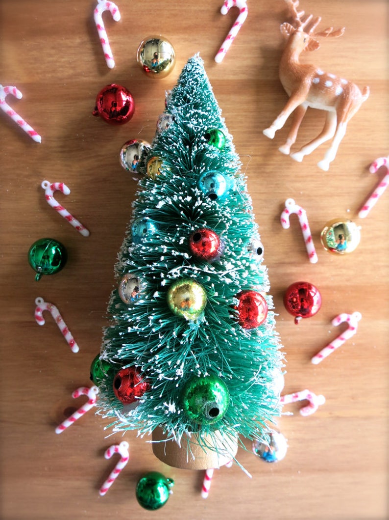 Large Flocked Bottle Brush Christmas TreeOne 8.5 inchRetro Etsy