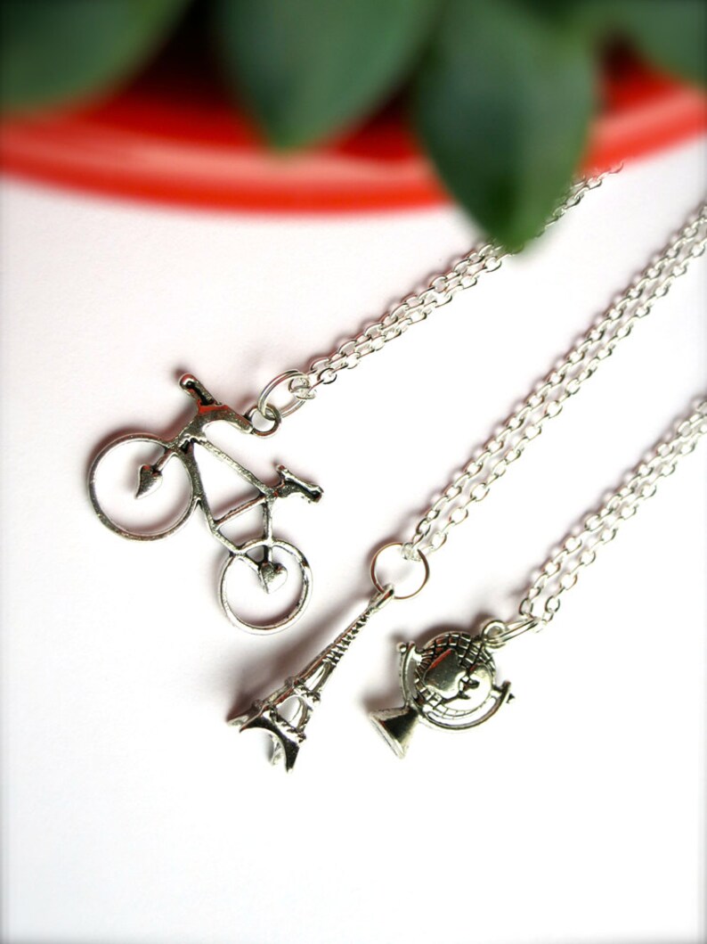 Paris Eiffel Tower Charm Necklacesilver French Etsy
