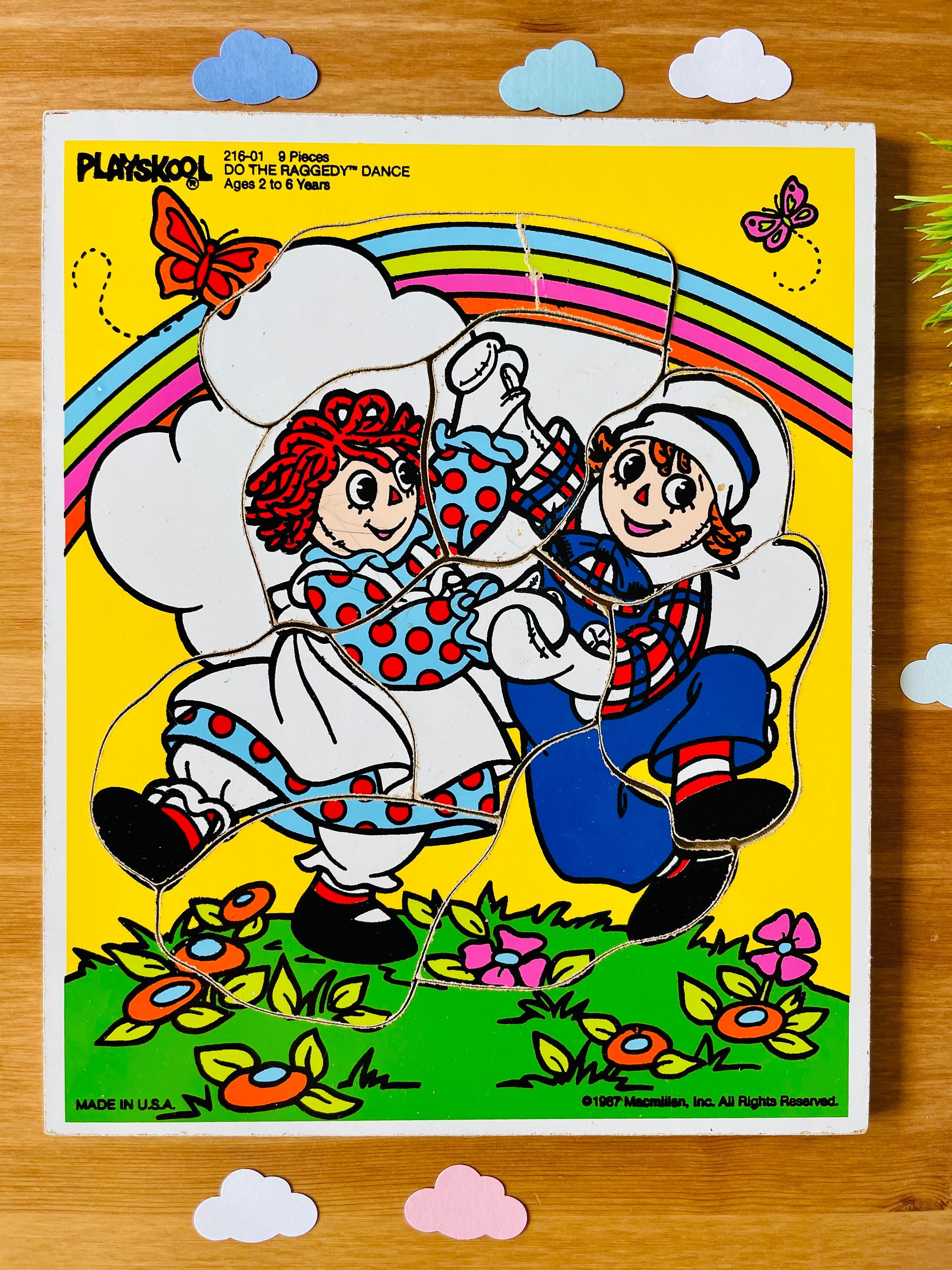 Vintage Raggedy Ann & Andy Wooden Puzzle-playskool 1987 Raggedy