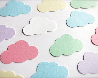 Nubes de papel con confeti: 55 perforaciones de cartulina pastel a tu elección - Decoración para baby shower - Fiesta de cielo y galaxia - Troqueles de nubes - Clima - Toy Story