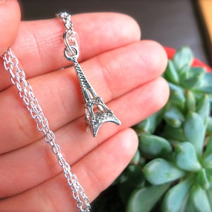 Paris Eiffel Tower Charm Necklace-Silver French Necklace-France Charm Jewelry-Summer Travel, Vacation Gift-Olympics-Grads-European Travel
