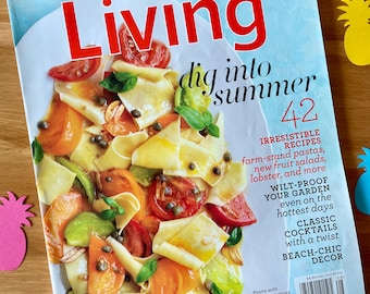 August Issue of Living Magazine-How To Martha Stewart Book-Summer Party, Summer Recipes-Farm Stand Pastas-Cocktails-Gardening-Lobster-Beach