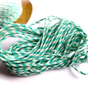 Mint & White Green Striped Baker's Twine-5 Yards-Christmas Cookie Packaging-Retro Goody Bag-DIY Baby Shower-Party Decor-Holiday Gift Wrap