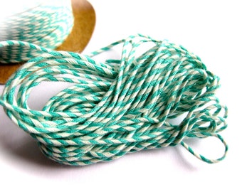 Mint & White Green Striped Baker's Twine-5 Yards-Christmas Cookie Packaging-Retro Goody Bag-DIY Baby Shower-Party Decor-Holiday Gift Wrap