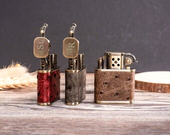 Personalized Leather Lighter for Dad, Refillable Retro Lighter, Groomsmen Gift, Unique Valentine's Day Gifts, Handmade
