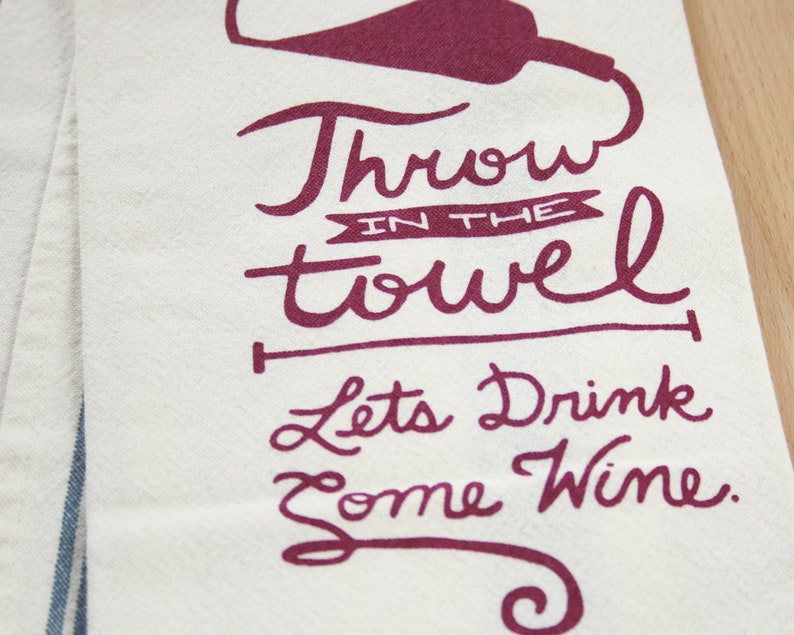 KITCHEN DISH TOWEL Wine Drinkers Surrender Screenprinted Etsy