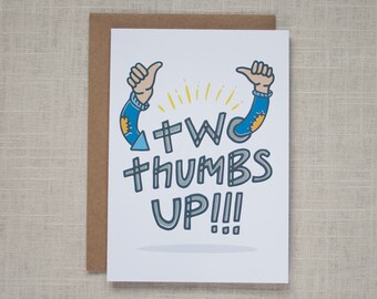 CONGRATS CARD - Two Thumbs Up Card – Good Job, Good Work, OK, Nice Works Greeting Card