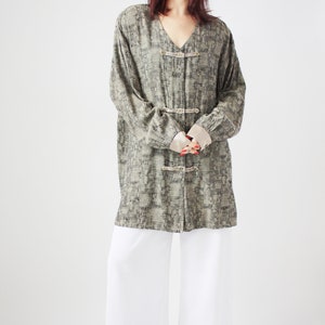 80s Glam Button Up Blouse Oversize Long Dress fit Vintage Love Business Casual vtg