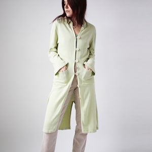 90s April Cornell Long Button up Sweater with Hood Cottage core light weight jacket knitwear