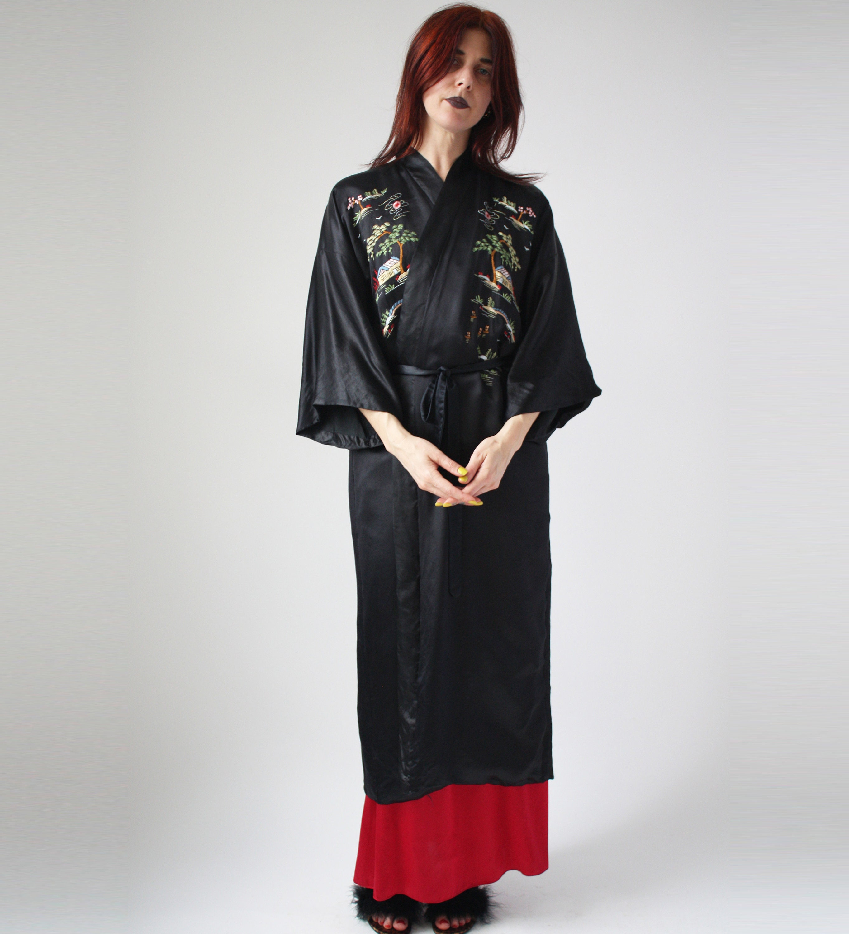 lined silk robe