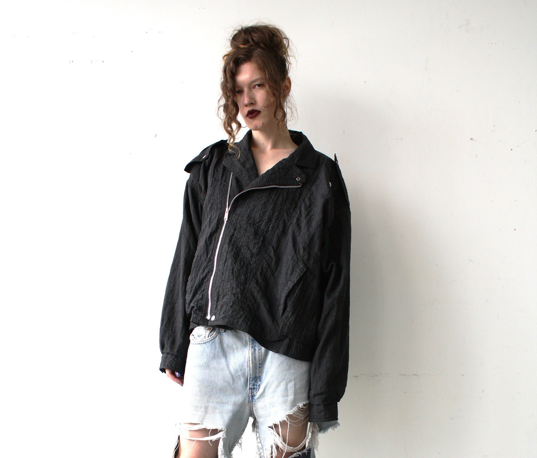 80s Moto Jacket Windbreaker Dynamite Combo Nixit Fashion - Etsy