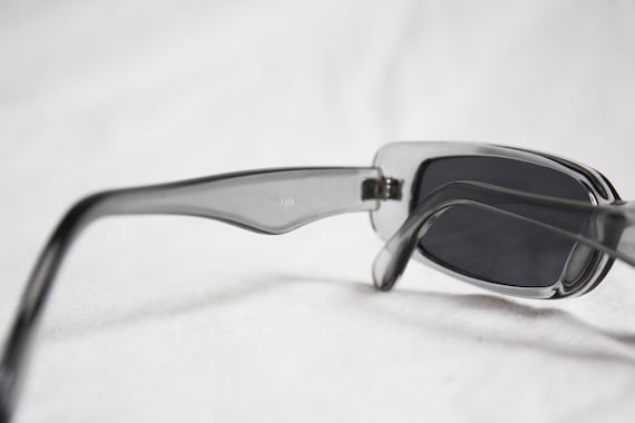 1990s Rectangle Sunglasses Gray Transparent Frame… - image 6