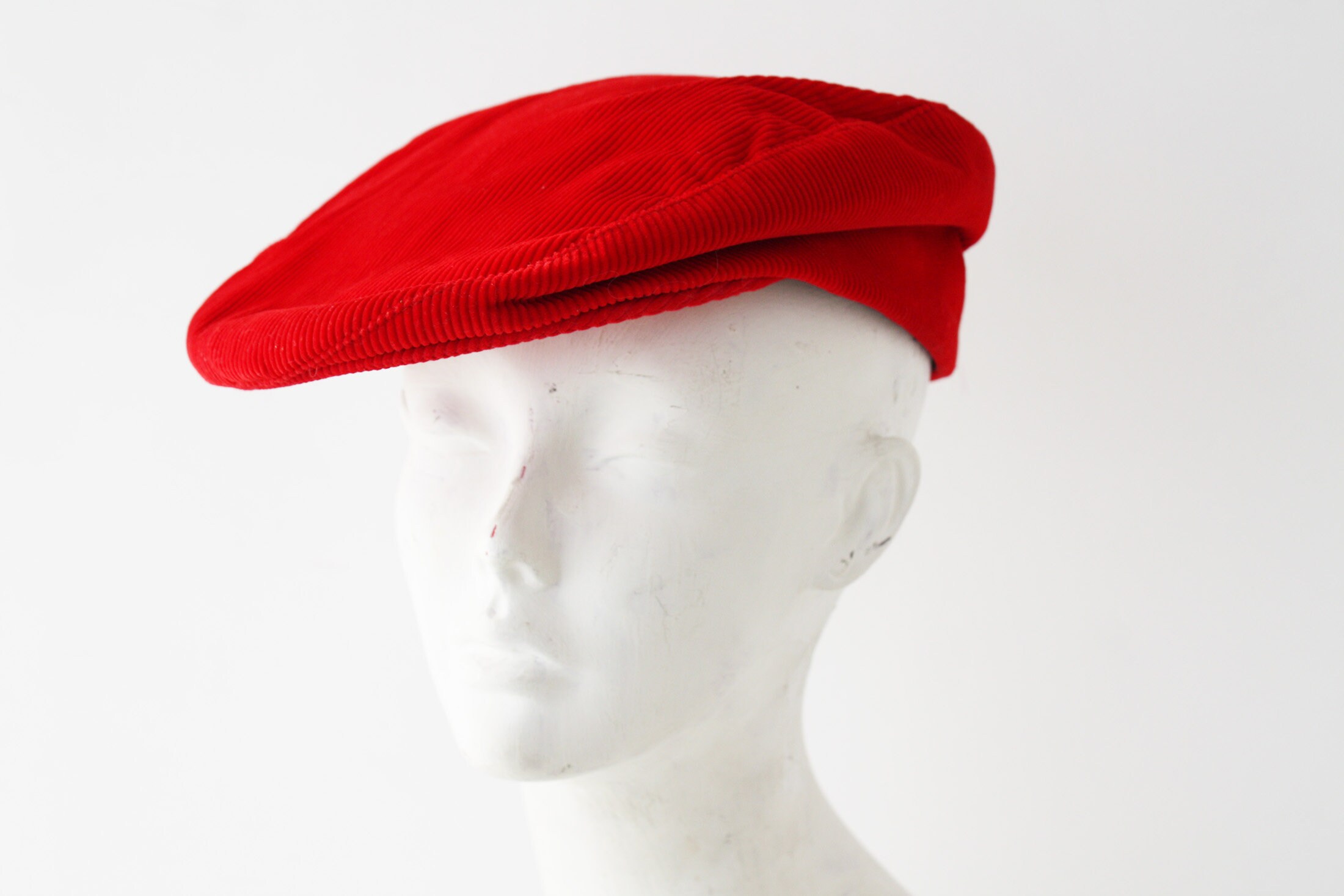 Bright Red Corduroy Newsboy Cap Stetson 