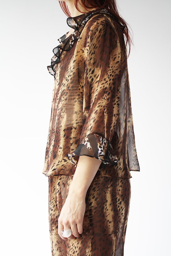 80s Sheer Leopard Print Set Loungewear sexy casual fr… Gem