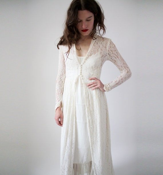40s Lace Wedding Dress Fitted Covered Buttons And Loops Etsy