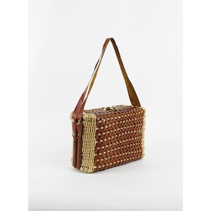 sac à main vintage Basket avec loquet doré natté mignon cottage hippie bohème