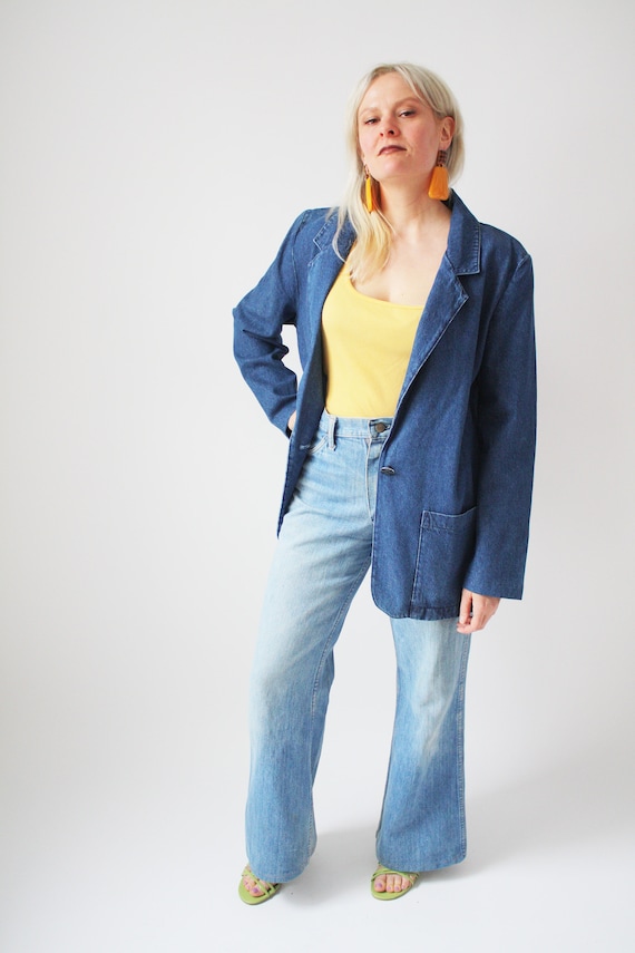 80s Denim Blazer Jacket Boxy Shape Boyfriend Blaze