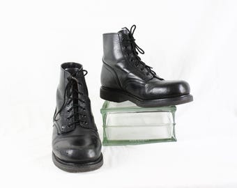 Vintage Canadian Army Surplus Black Leather Parade Combat Boots