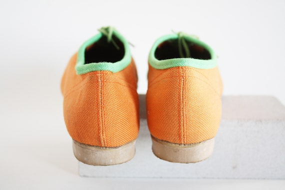 50s Orange and Green Canvas Running Shoes Easy Su… - image 5