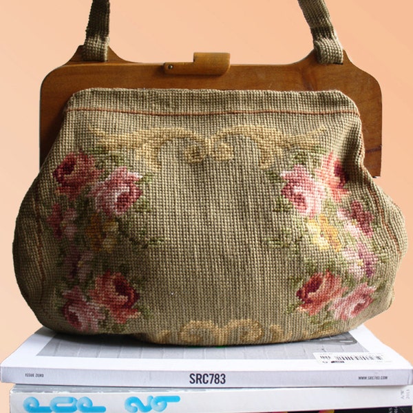 RESERVED RESERVED RESERVED Tapestry Bag Made in France Needlepoint Carpet Bag Handbag Romantic Boho Purse