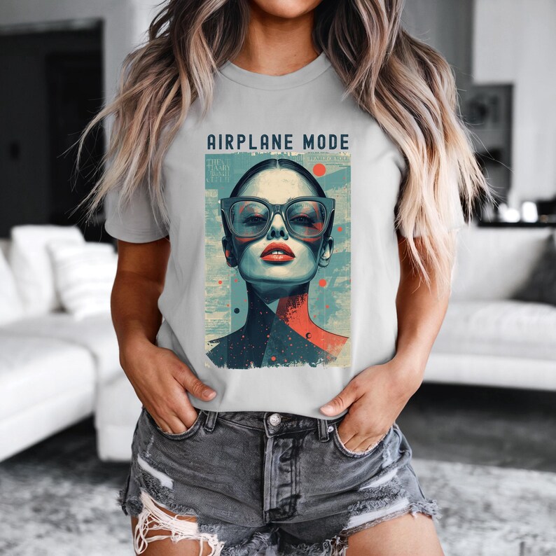 Airplane Mode retro T shirt image 2