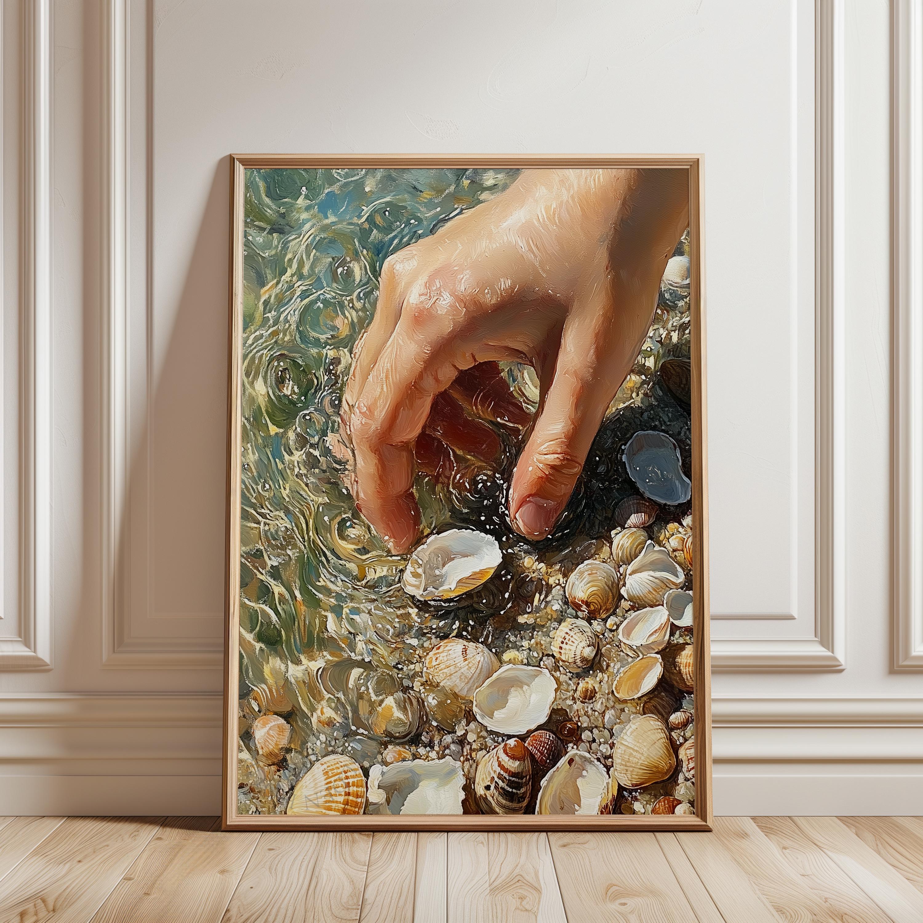 Coastal Shell Still Life Art Printable - Hand Gathering Seashells ...