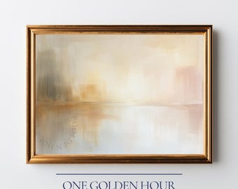 Neutral Abstract Printable Art - Serene Painting with Golden Glow, Modern Minimalist Digital Download 169