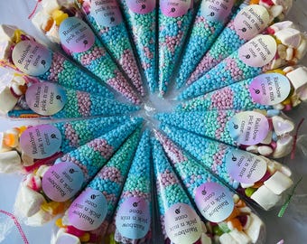 Bulk Birthday Sweet Cones: Rainbow Pick n Mix Party Favors (Optional Stickers)