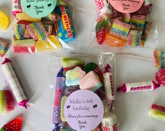Customised Halal summer birthday sweet pouches approx 110g per pouch. Available in bulk.
